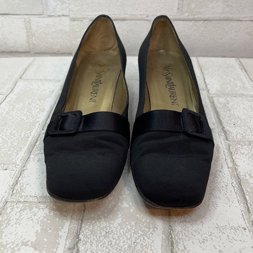 Yves Saint Laurent Vintage Square Toe Block Heel Pumps with Buckle 7.5 - Picture 2 of 6